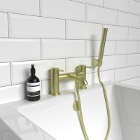 GRADE A2 - Arissa Round Brushed Brass Deck Mounted Bath Shower Mixer Tap
