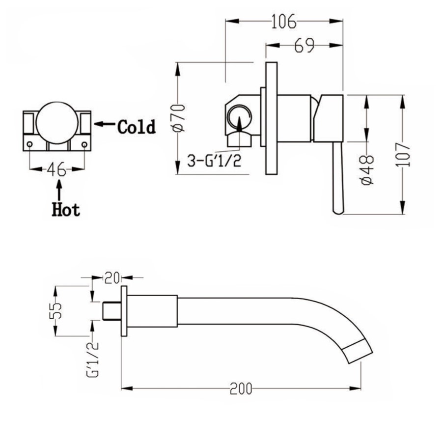Round Brass Wall Mounted Basin Mixer Tap - Arissa