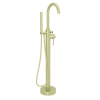 GRADE A1 - Arissa Round Brushed Brass Freestanding Bath Shower Mixer Tap