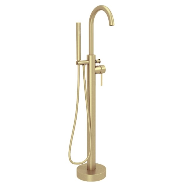 Arissa Round Brushed Brass Freestanding Bath Shower Mixer Tap Better