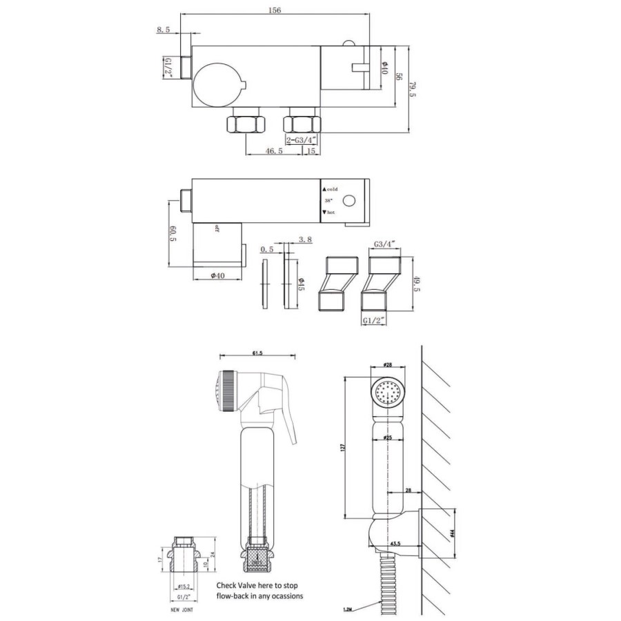 Thermostatic Douche Shower Spray Kit