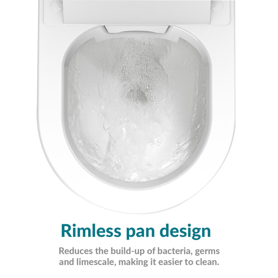 GRADE A1 - Wall Hung Smart Bidet Toilet Combo Square - Built in Dryer & Spray - Square - Purificare