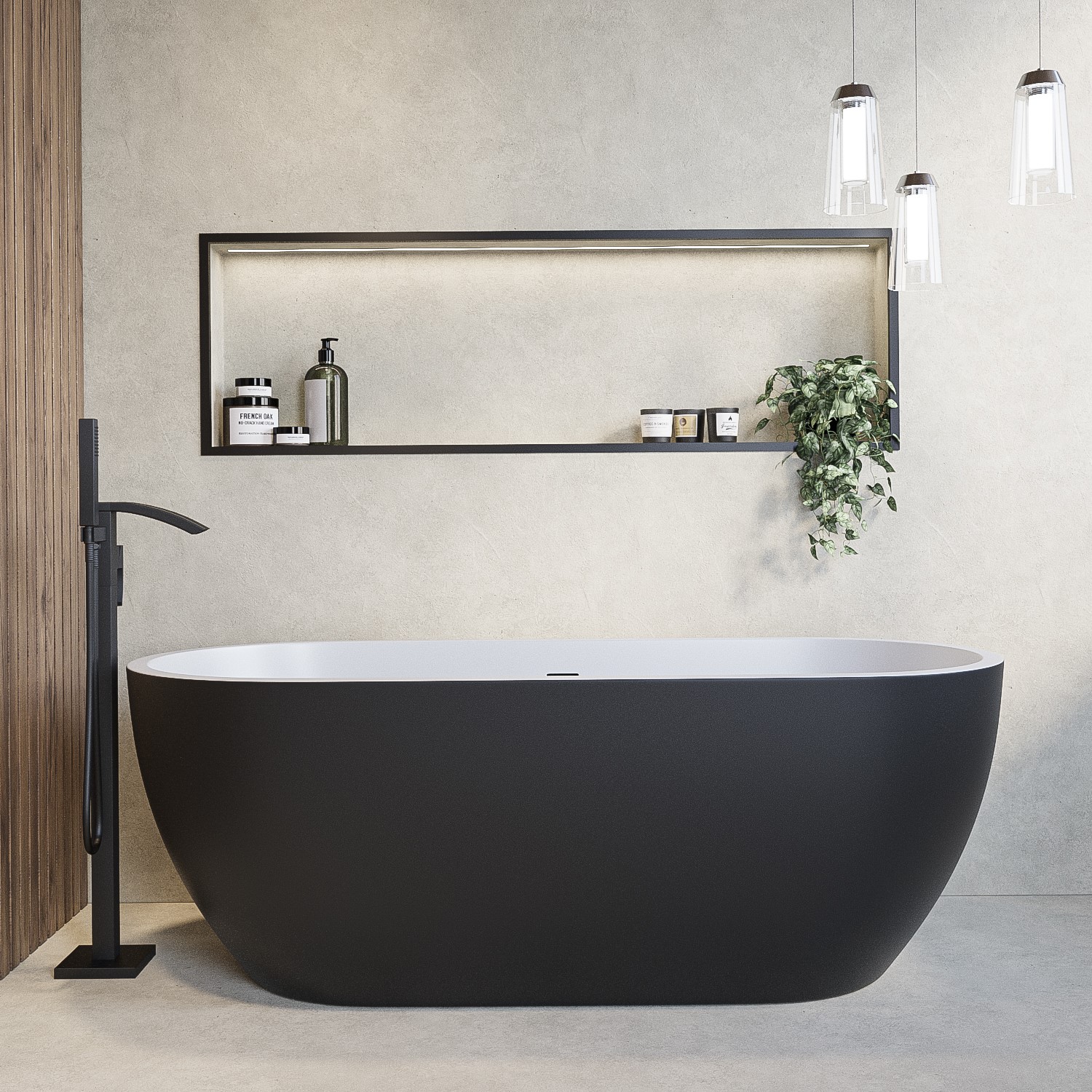Lisbon Black Freestanding Double Ended Bath 1650 X 750Mm