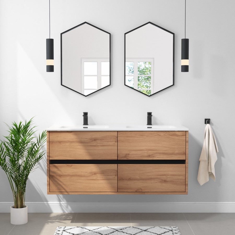 Hexagon Black Bathroom Mirror - 500 x 750mm - Hexa