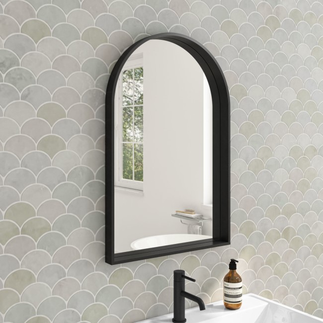 Arched Black Bathroom Mirror - 500 x 750mm - Empire