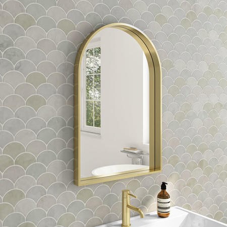 Arched Brushed Brass Bathroom Mirror - 500 x 750mm - Empire - Better