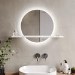 Round Backlit LED Heated Bathroom Mirror with White Shelf - 500mm - Ersa
