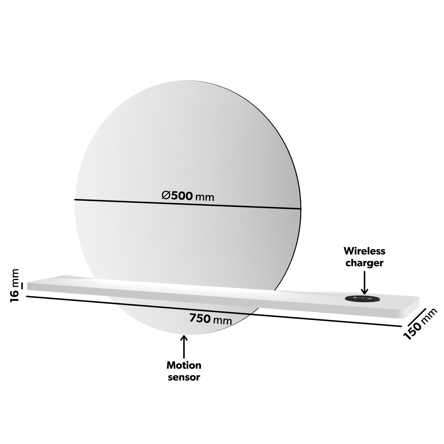 GRADE A2 Round Backlit LED Bathroom Mirror with Demister and White