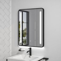 GRADE A2 - Black LED Bathroom Mirror with Demister - 600 x 800mm - Lepus
