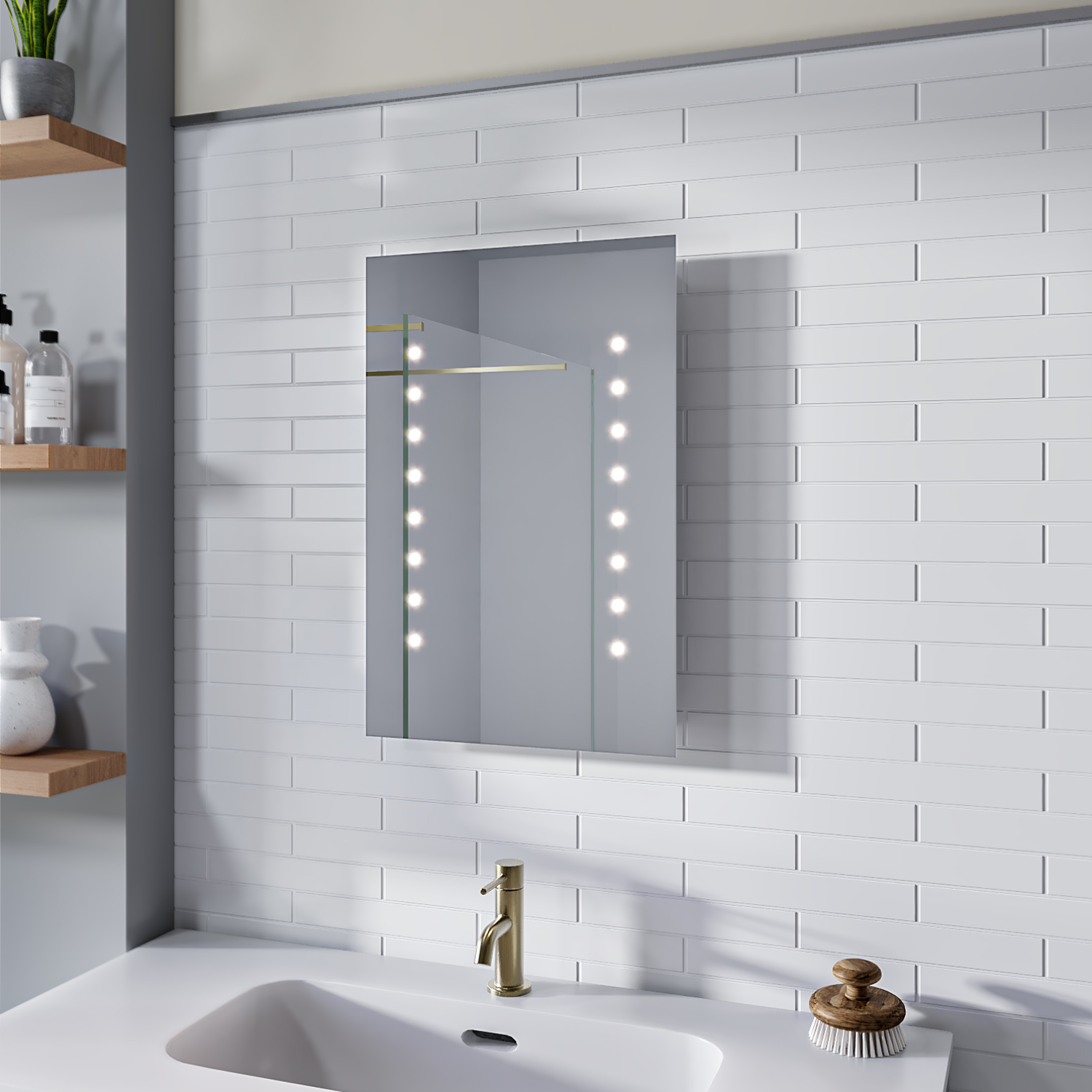 Battery operated led mirror for bathroom deals