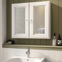 Double Door White Mirrored Bathroom Cabinet 667 x 600mm - Westbury Double Door White Mirrored Bathroom Cabinet 667 x 600mm - Westbury