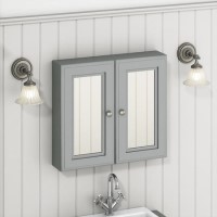 GRADE A1 - 667mm Mirror Cabinet - Matt Grey - Westbury