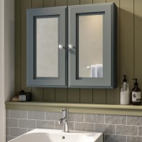 Double Door Dark Grey Mirrored Bathroom Cabinet 667 x 600mm - Westbury Double Door Dark Grey Mirrored Bathroom Cabinet 667 x 600mm - Westbury