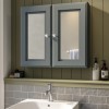 Double Door Dark Grey Mirrored Bathroom Cabinet 667 x 600mm - Westbury