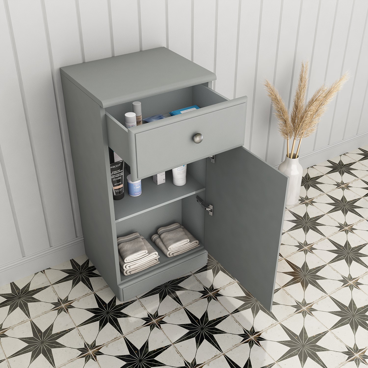 GRADE A2 - Light Grey Freestanding Storage Unit 400mm - Westbury ...