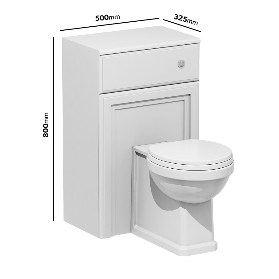 GRADE A2 - 500mm White Back to Wall Toilet Unit Only - Westbury