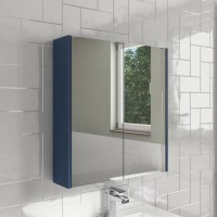 GRADE A1 - Blue Mirrored Double Door Bathroom Wall Cabinet 600 x 650mm - Ashford GRADE A1 - Blue Mirrored Double Door Bathroom Wall Cabinet 600 x 650mm - Ashford