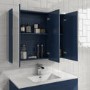 Blue Mirrored Wall Bathroom Cabinet 800 x 650mm - Ashford