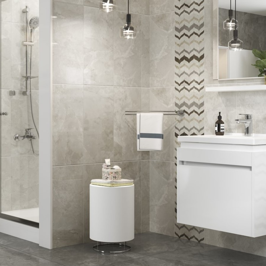 White Stone Effect Wall Tile 300 x 600mm - Pedra