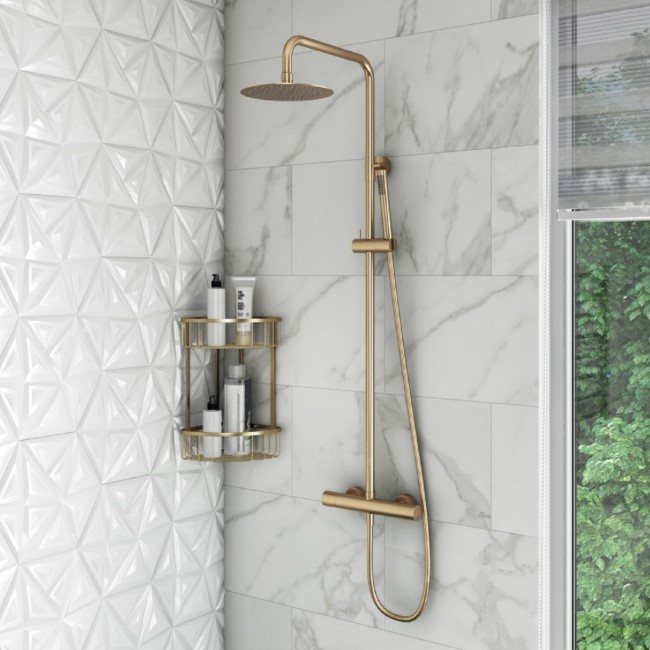Thermostatic Mixer Bar Shower with Round Overhead & Pencil Handset - Arissa