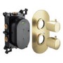 Arissa Brushed Brass Concealed  Thermostatic Dual Handle Valve - 2 Outlet