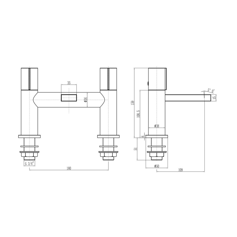 GRADE A2 - Grey Bath Mixer Tap - Cosmo