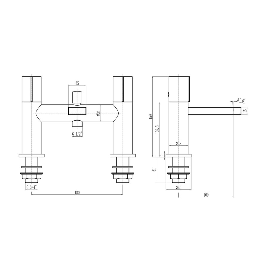 Grey Bath Shower Mixer Tap - Cosmo