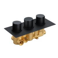 GRADE A1 - Arissa Matt Black Triple Control Round Concealed Valve - 3 Outlet