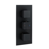 Zana Matt Black Triple Control Square  Concealed Valve - 2 Outlet