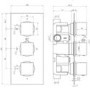 Zana Matt Black Triple Control Square  Concealed Valve - 2 Outlet