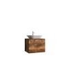 600mm Wood Effect Wall Hung Countertop Vanity Unit with Basin - Nerja