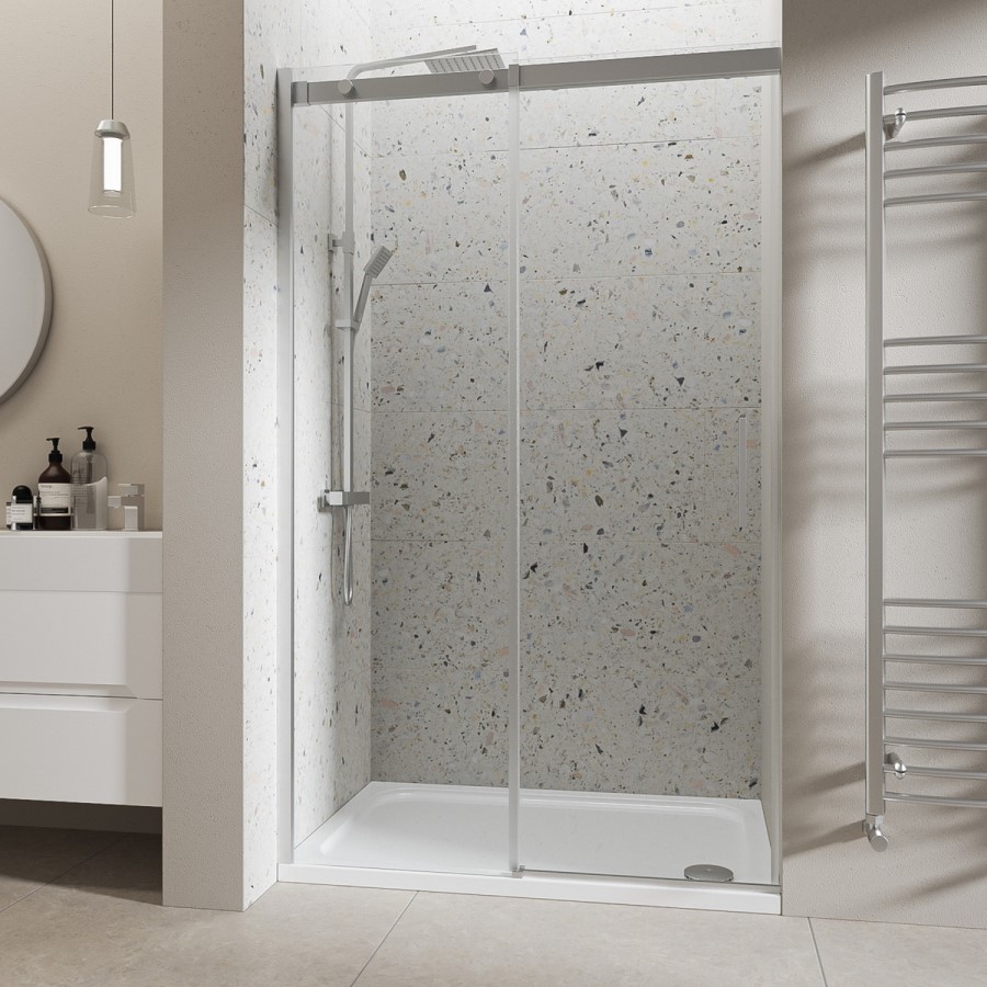 GRADE A1 - 1000mm Frameless Sliding Shower Door - Aqulia
