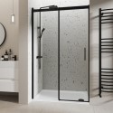A1/BeBa_27258 ONLY OPENED - Black 1000mm Frameless Sliding Shower Door - Aqulia