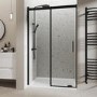 GRADE A1 - Black 1000mm Frameless Sliding Shower Door - Aqulia 