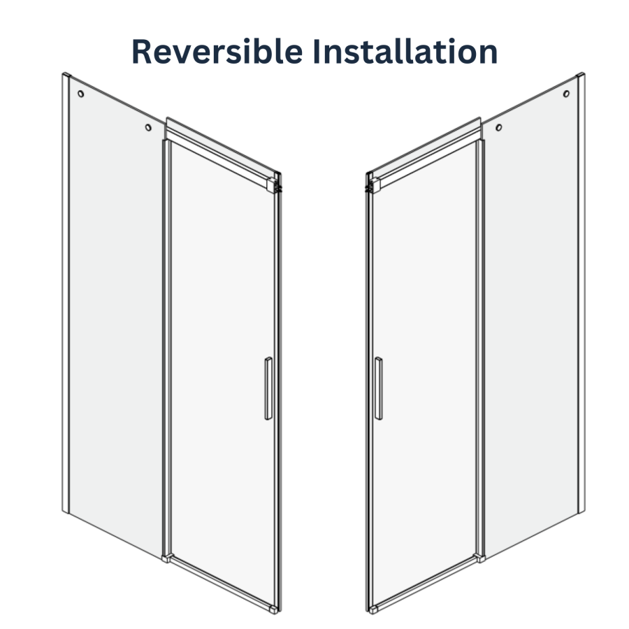 GRADE A1 - Black 1200mm Frameless Sliding Shower Door- Aqulia 