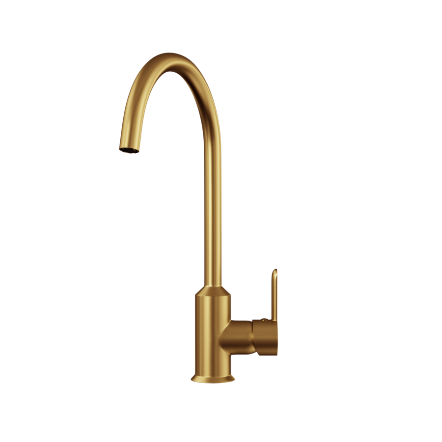 GRADE A1 - Box Opened Enza Adelaide Brushed Gold Single Lever Mixer Kitchen Tap