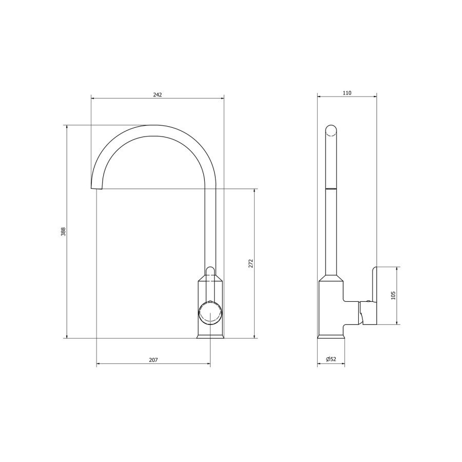 Enza Adelaide Matt Black Single Lever Mixer Kitchen Tap