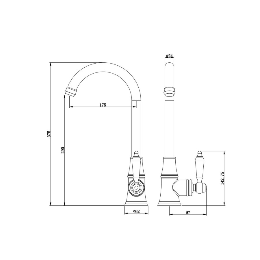 Taylor & Moore Hastings Traditional Kitchen Mixer Tap with Swivel Spout & Single Lever - Chrome