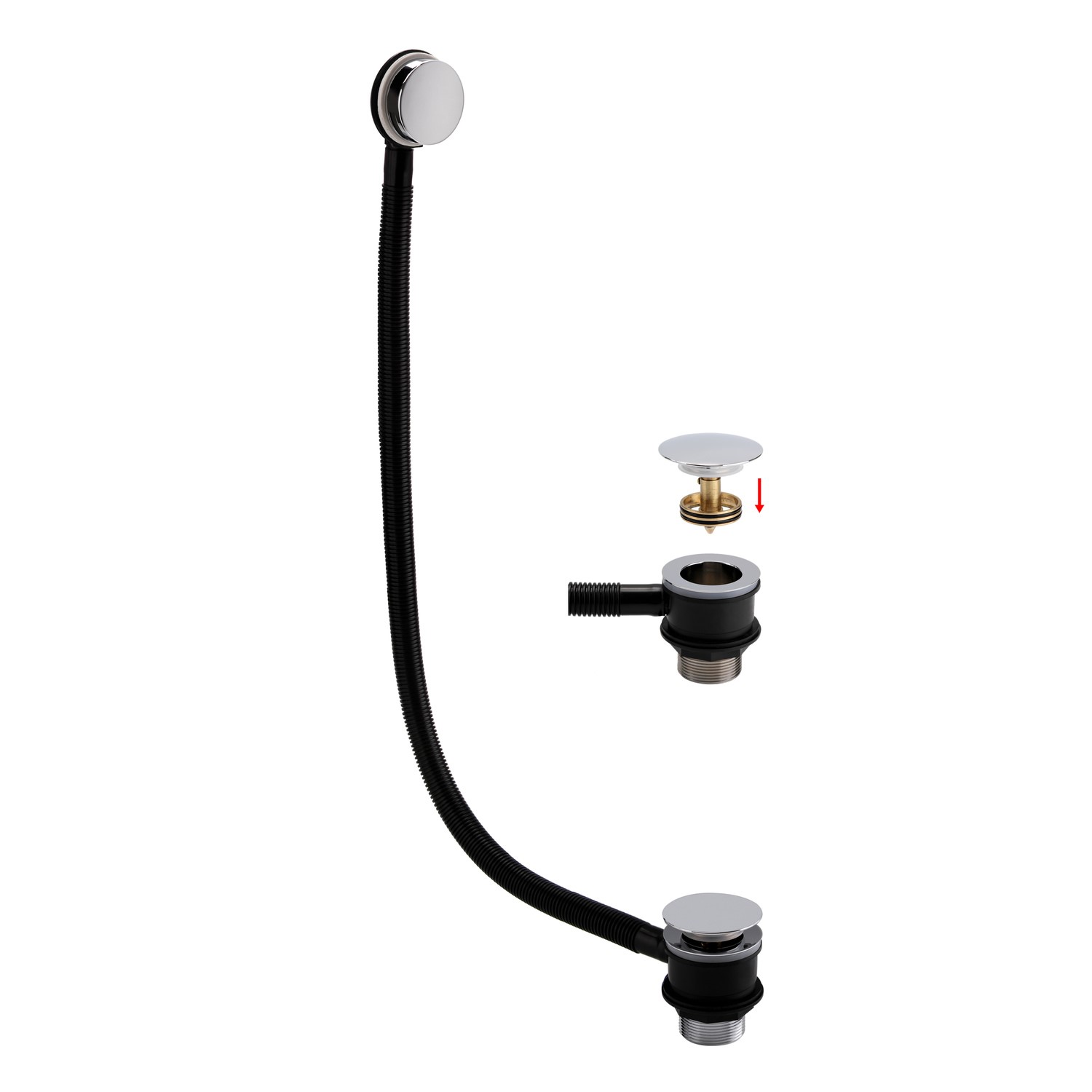 GRADE A1 - Push Button Bath Waste & Overflow - Chrome - Better Bathrooms