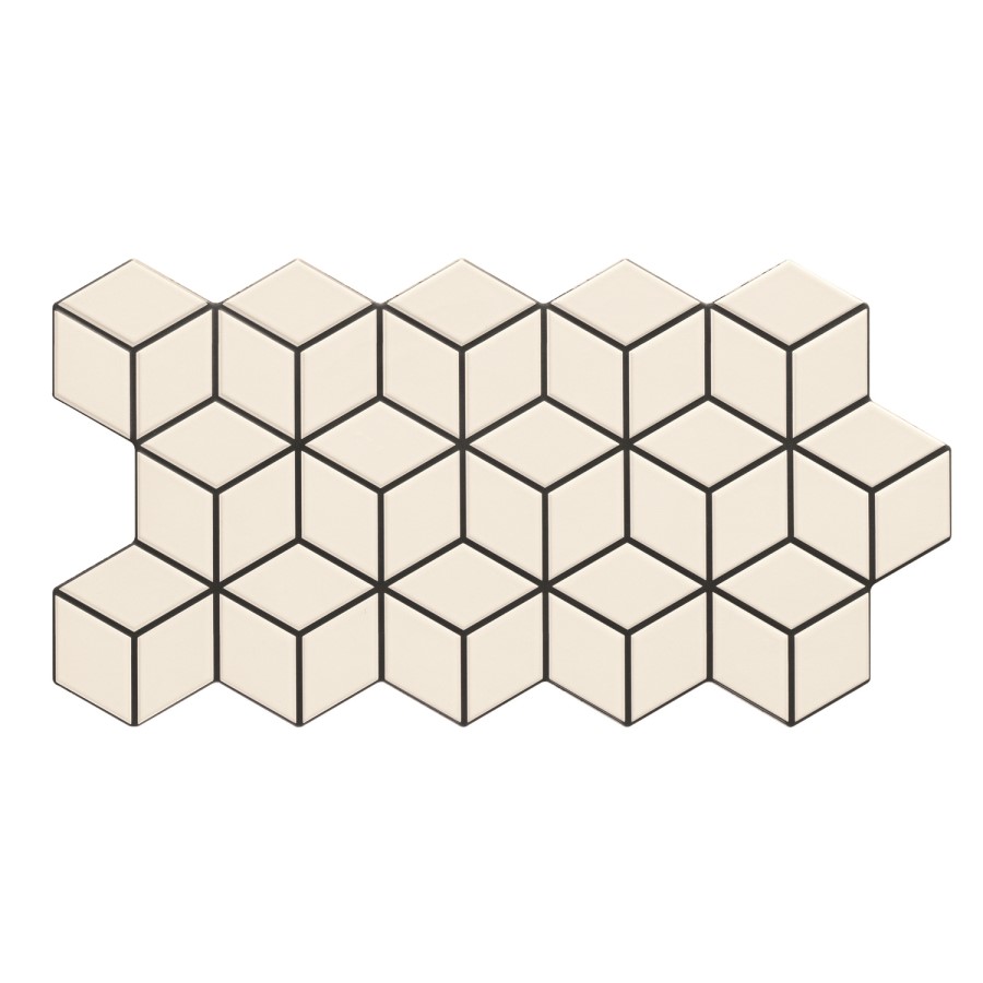White 3D Effect Wall Tile 265 x 510mm - Rombo