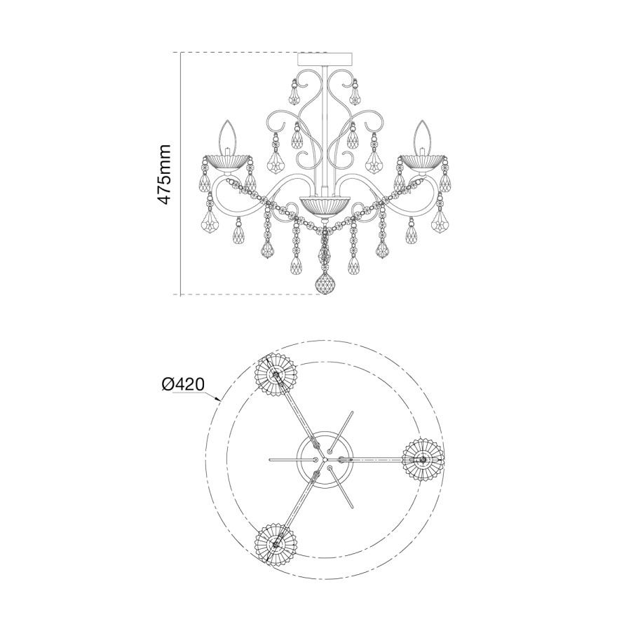 IP44 Chrome Bathroom Chandelier -Vela
