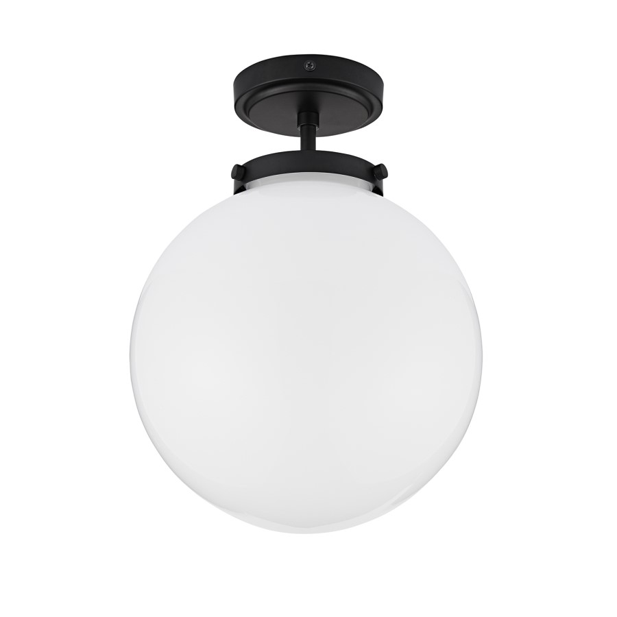 GRADE A1 - Black Bathroom Globe Ceiling Light - Porto