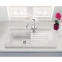 A1/BeBa_27396 ONLY OPENED - Single Bowl Inset White Ceramic Sink with Reversible Drainer - Alexandra
