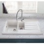 1.5 Bowl White Inset Ceramic Kitchen Sink with Reversible Drainer - Taylor & Moore Alexandra