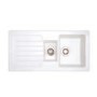 1.5 Bowl White Inset Ceramic Kitchen Sink with Reversible Drainer - Taylor & Moore Alexandra