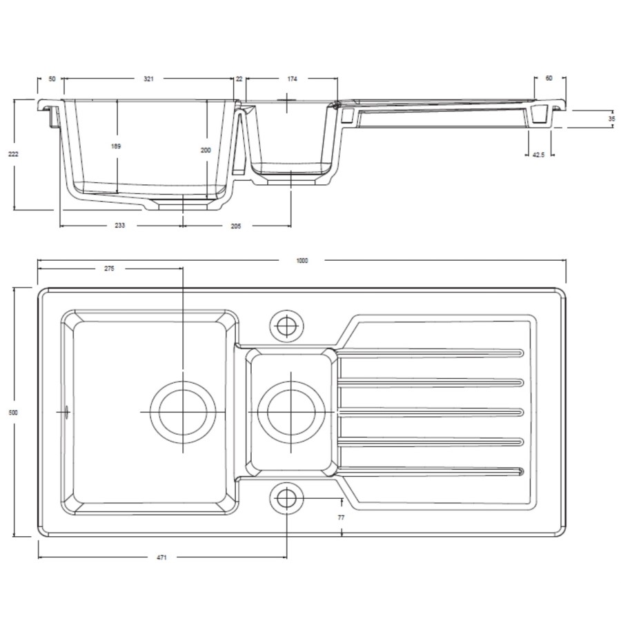 1.5 Bowl White Inset Ceramic Kitchen Sink with Reversible Drainer - Taylor & Moore Alexandra