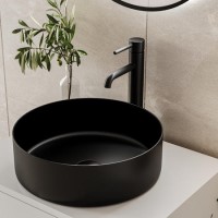 ONLY OPENED - Stainless Steel Black Round Countertop Basin 400mm - Zorah ONLY OPENED - Stainless Steel Black Round Countertop Basin 400mm - Zorah
