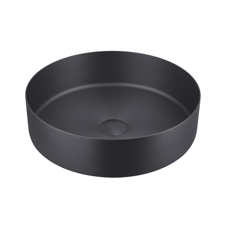 GRADE A2 - Stainless Steel Black Round Countertop Basin 400mm - Zorah