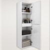Double Door White Wall Hung Tall Bathroom Cabinet 400 x 1400mm - Pendle