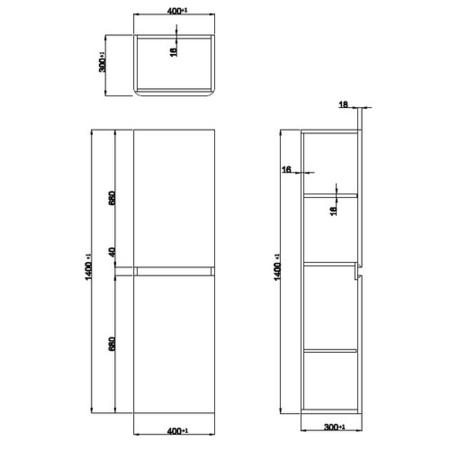 GRADE A2 - White Wall Hung Tall Bathroom Cabinet 400mm - Pendle